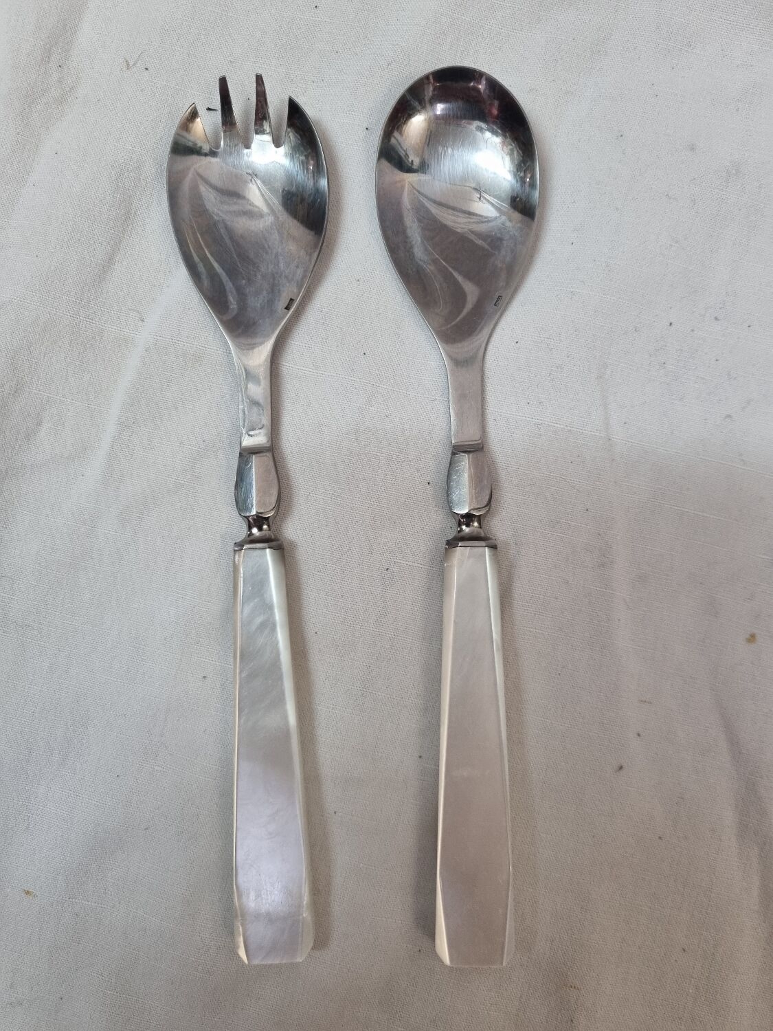 Couverts à salade de 1970 nacre