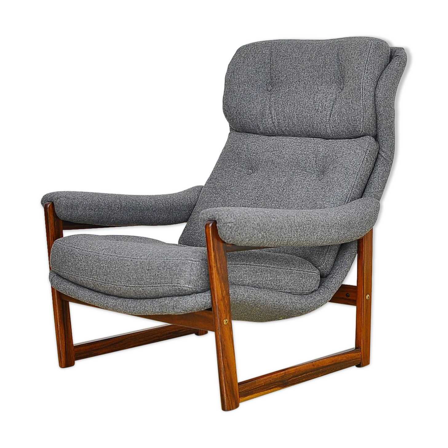 Scandinavian Rosewood Wingback Armchair with Wool Upholstery, 1960