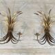Pair of Golden Metal Wall Lights with Wheat Sheaf Decoration, Circa 1970