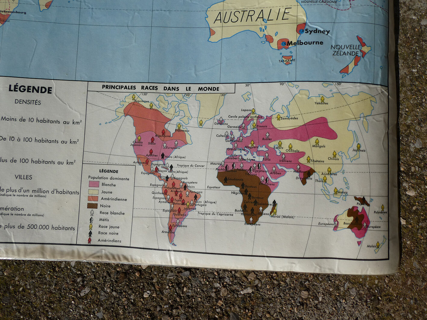 Map world map of the planisphere world MDI 1960