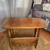 Magazine rack, wood and cane