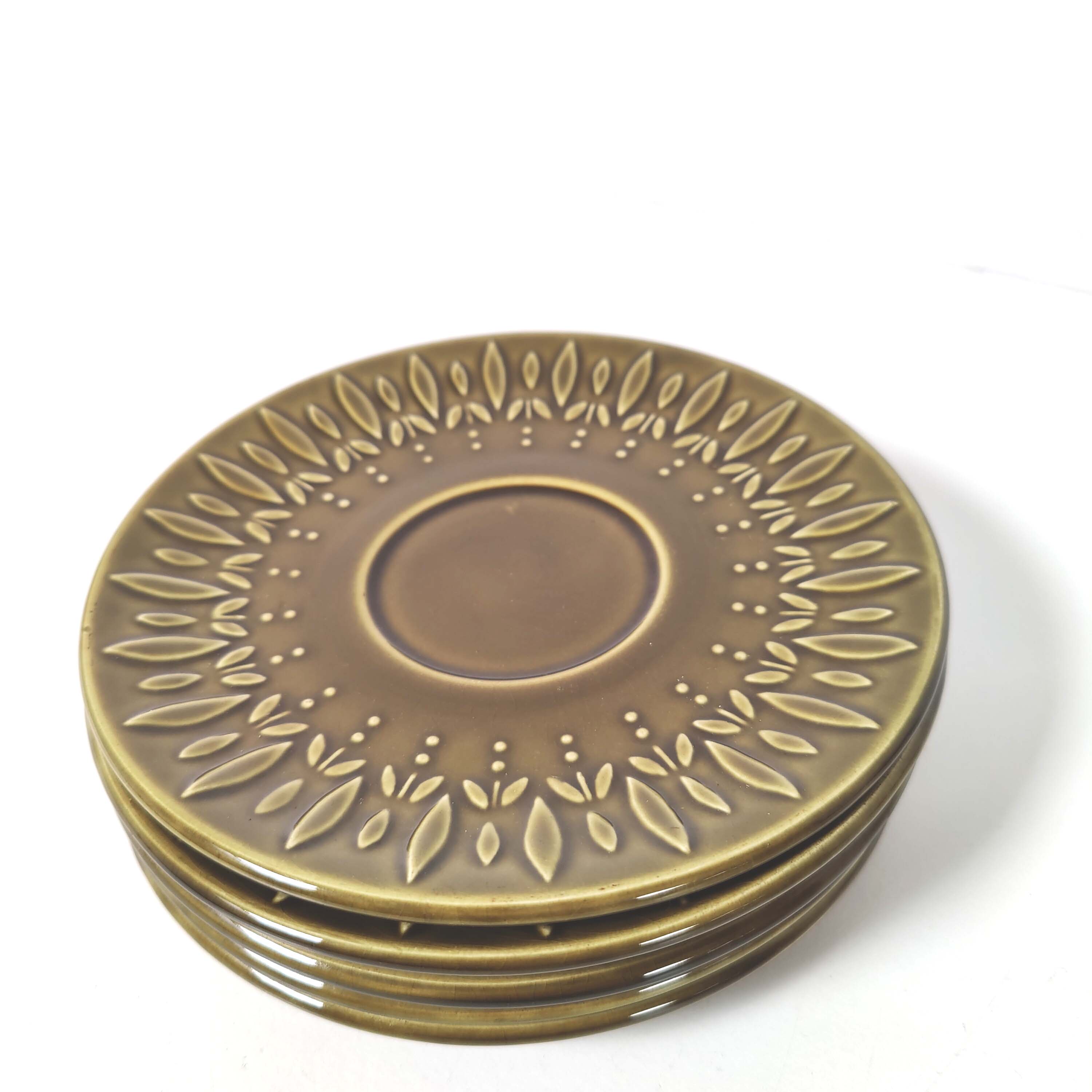 Lot 5 plates sarreguemines ceramic seventies