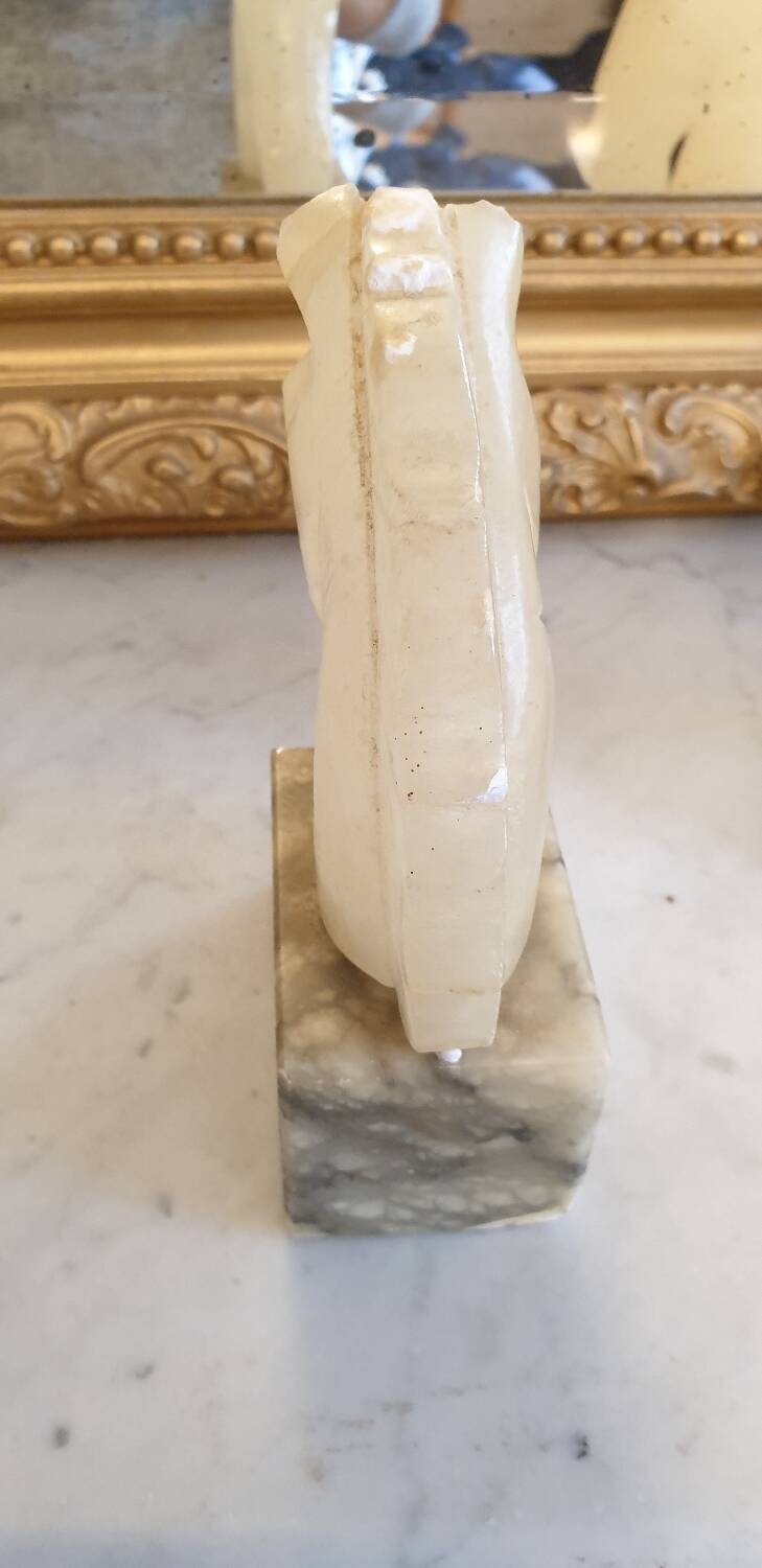 Horse head bookend in onyx and marble