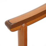 Wood and leather chairs, 1970s, set of 4