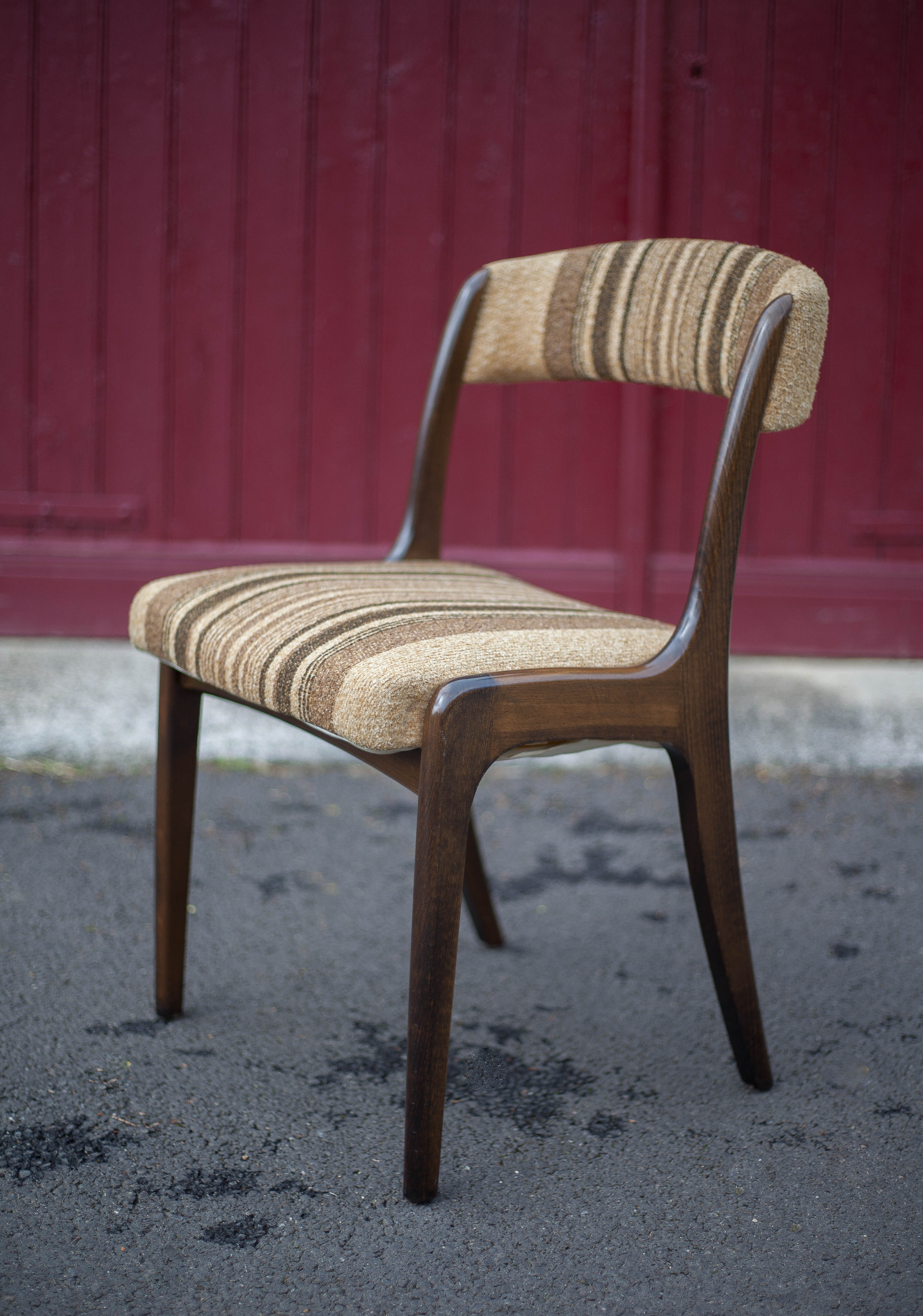Set of 6 vintage chairs Self n14 solid wood 1960
