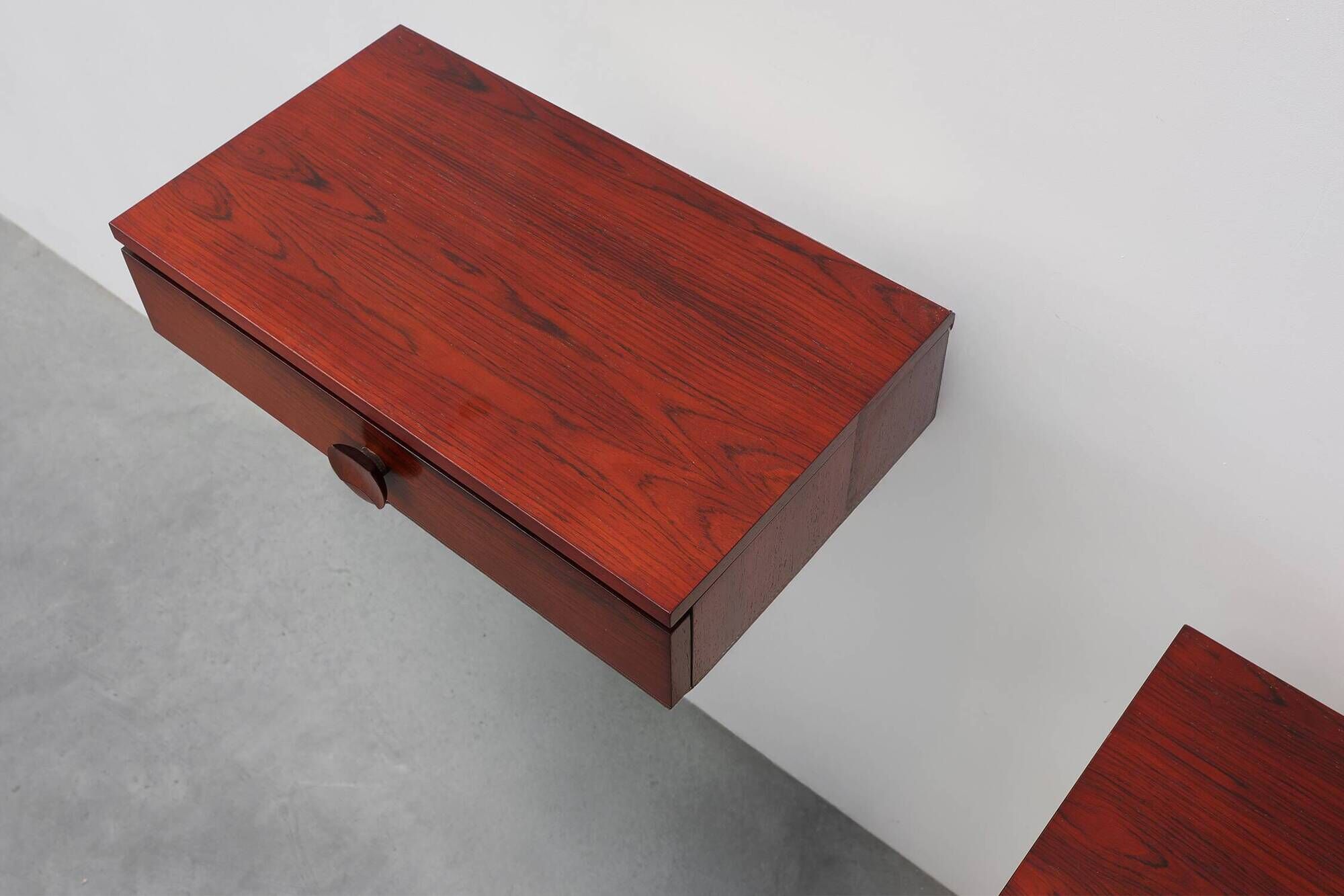 Pair of Mid-Century Modern Danish Wall-Mounted Nightstands in Walnut