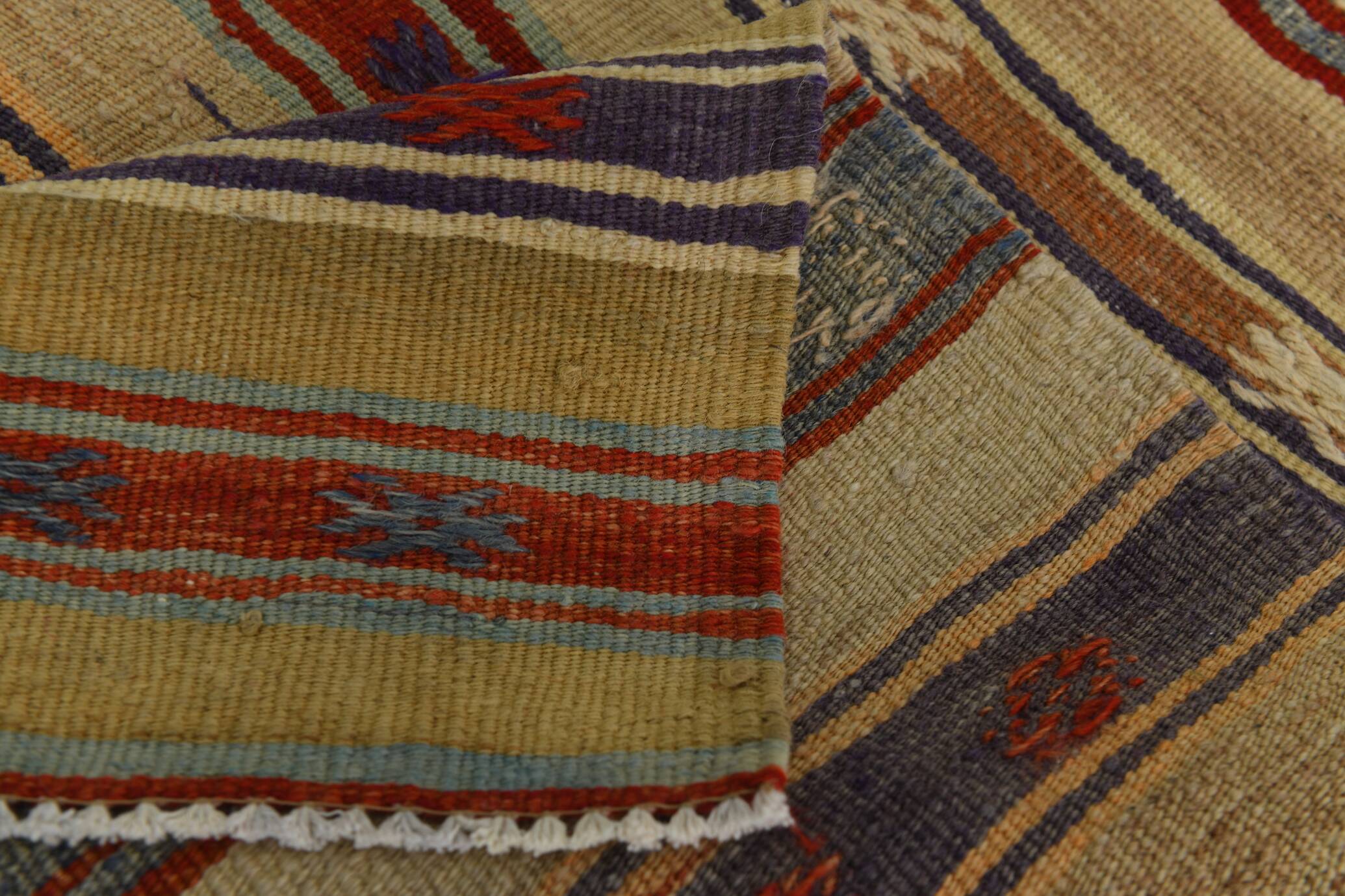 Red & Cream Striped Kilim Rug, 150x260Cm