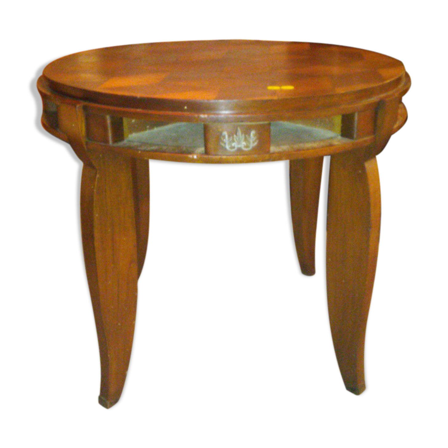 Jules Leleu pedestal mahogany and metal