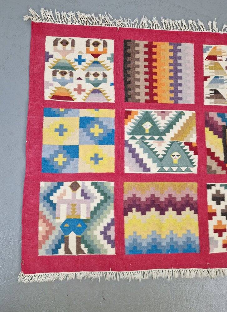 Vintage Abstract Kilim Wall Hanging Rug, 1960s