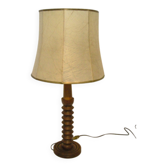 Lampe style Charles dudouyt en bois tourné des années 40