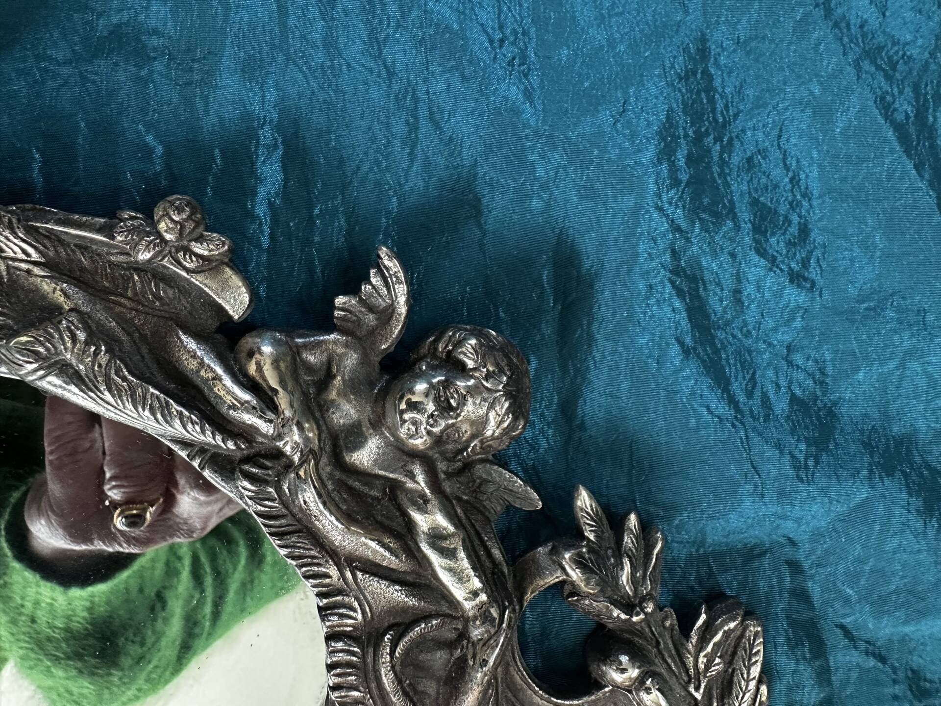 Rare pair of mirror sconces with putti. Napoleon III / Art Nouveau ~