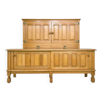 Enfilade Midboard Mathias en chêne et laiton par Guillerme et Chambron