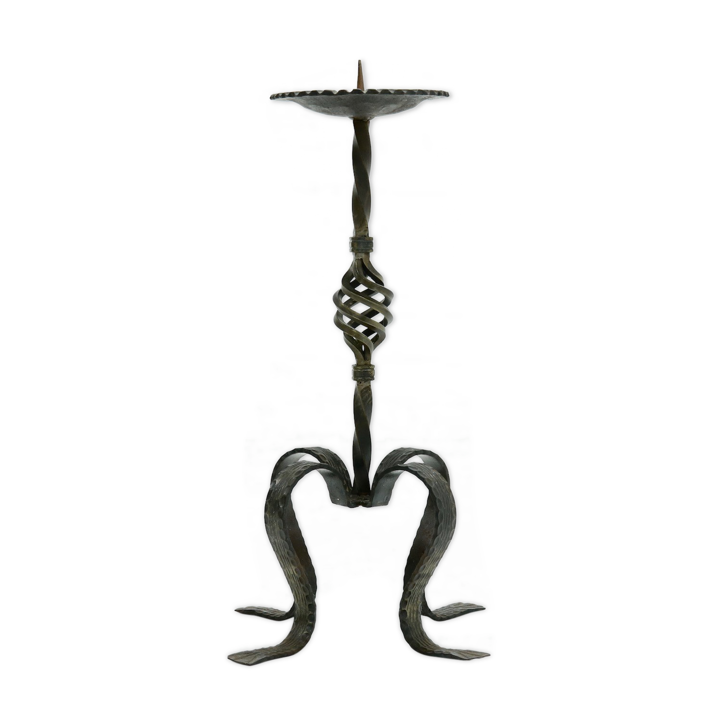 Sculptural brutalist metal candle holder 1960s