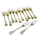 Set of 12 silver-plated dessert forks
