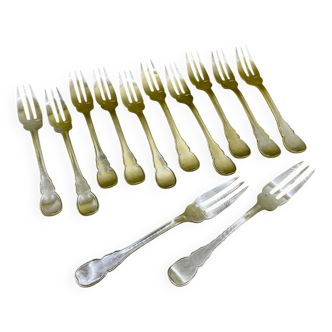 Set of 12 silver-plated dessert forks