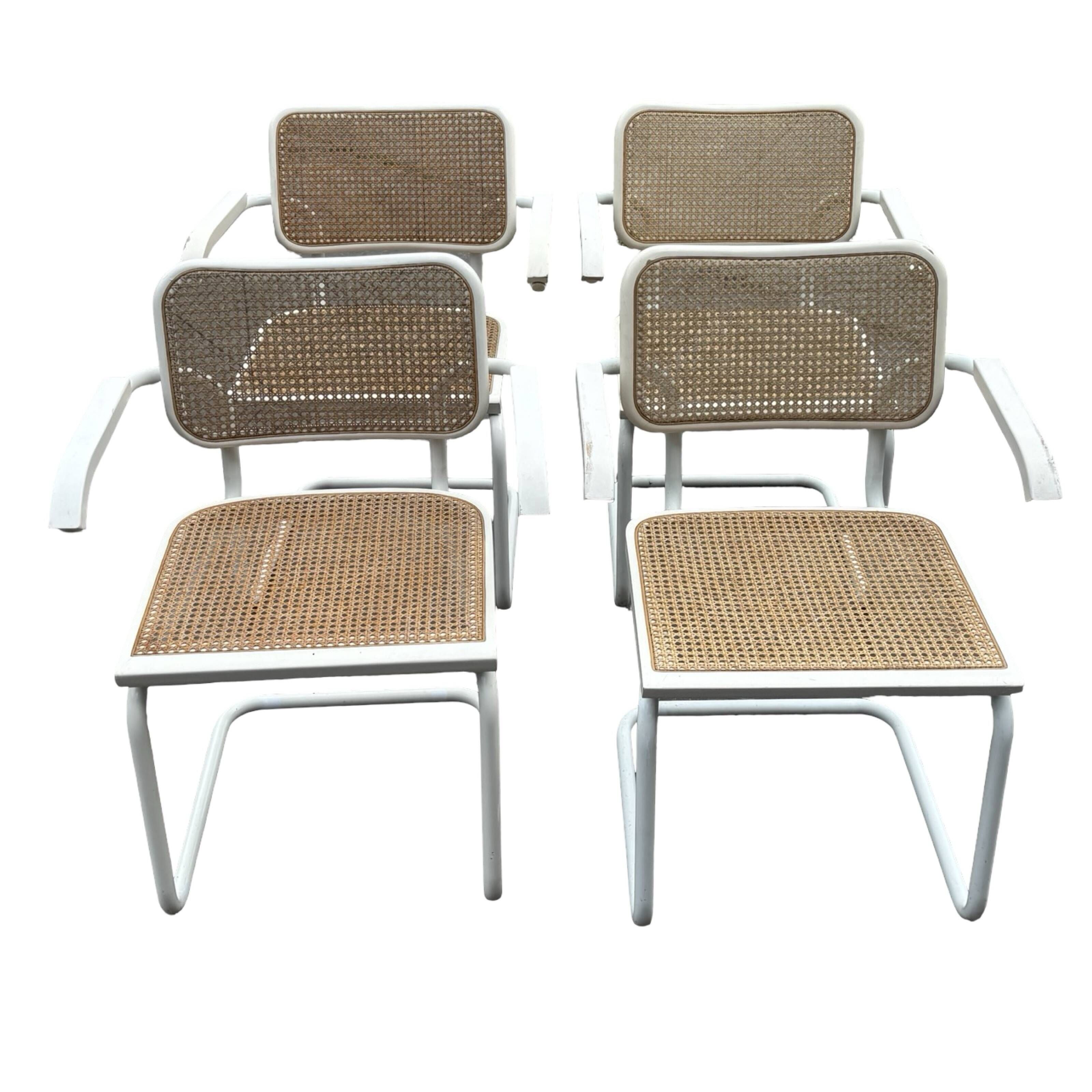 Set of 4 Cesca chairs model B64 with armrests Cesca Marcel breuer design