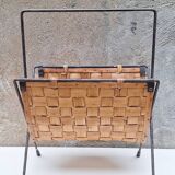 Metal and wood magazine rack