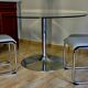 Table legs tulip in chromed metal and tempered glass top Italy stamped Calligaris