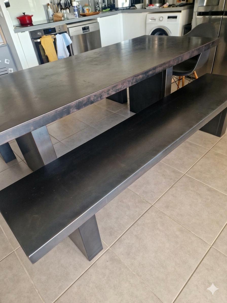 Table and bench Zeus signed by Massimiliano Fuksas.