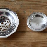 Vintage silver metal butter dish from the "Coquillor" brand