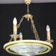 Masterpiece Art Deco design white alabaster chandelier circular wooden fram