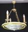 Masterpiece Art Deco design white alabaster chandelier circular wooden fram