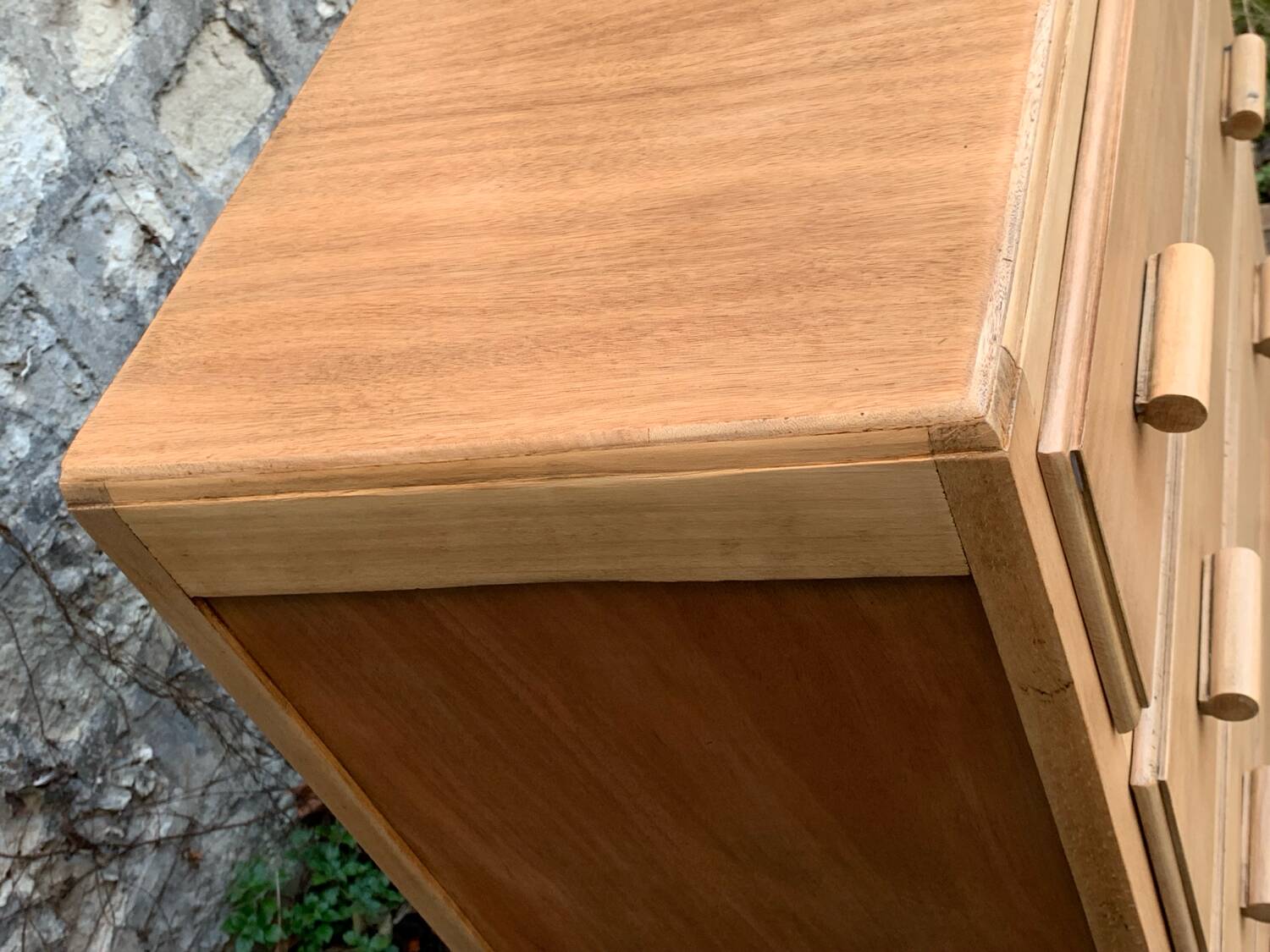 Raw wood art deco chest of drawers