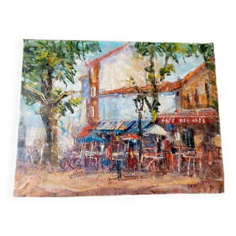 Painting by Petar Jovanovic "Café des Arts" Saint-Tropez