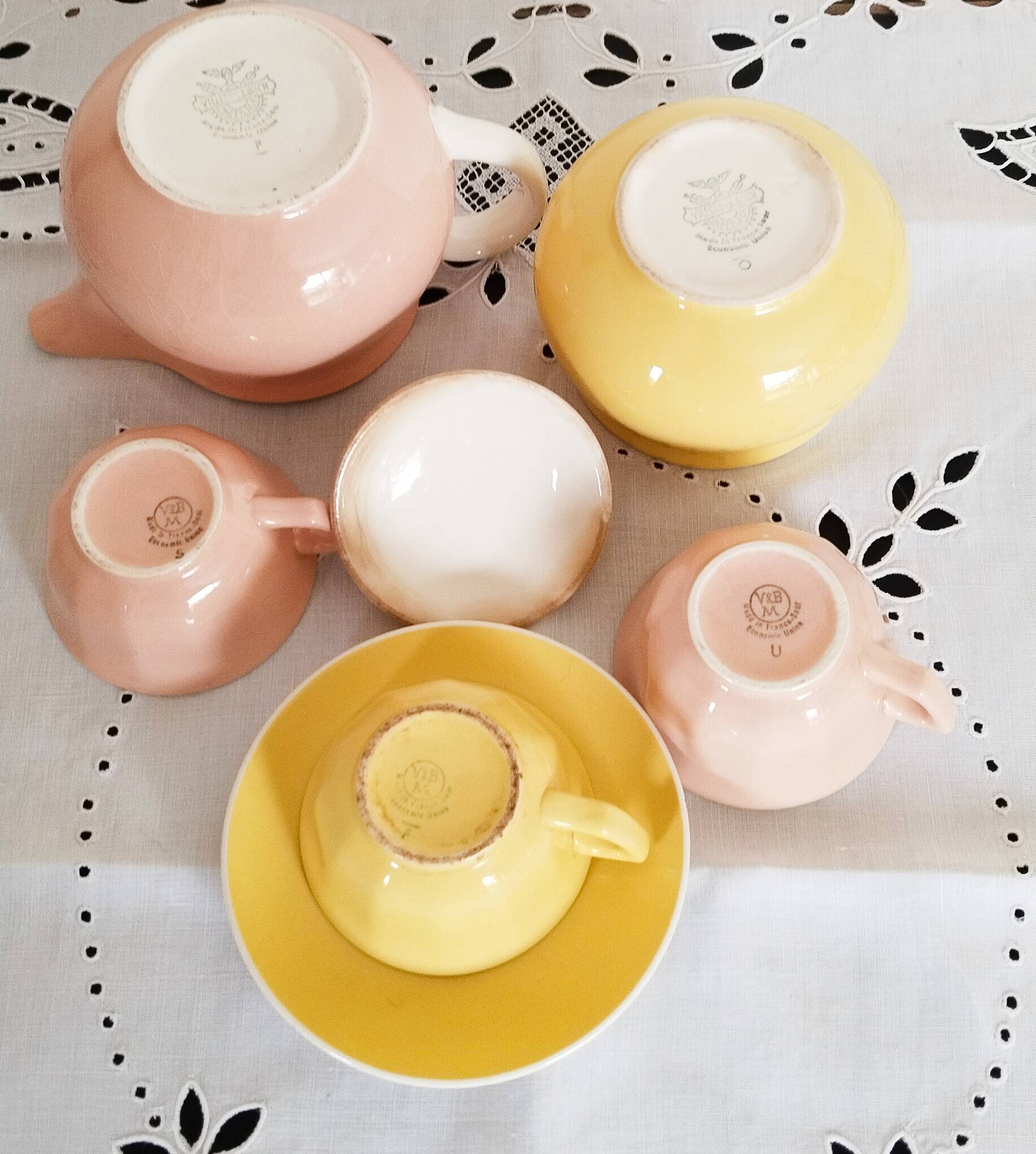 Villeroy and Boch yellow and pink earthenware coffee service
