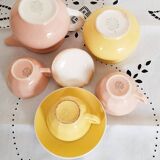 Service à café  jaune et rose Villeroy et Boch , en faience