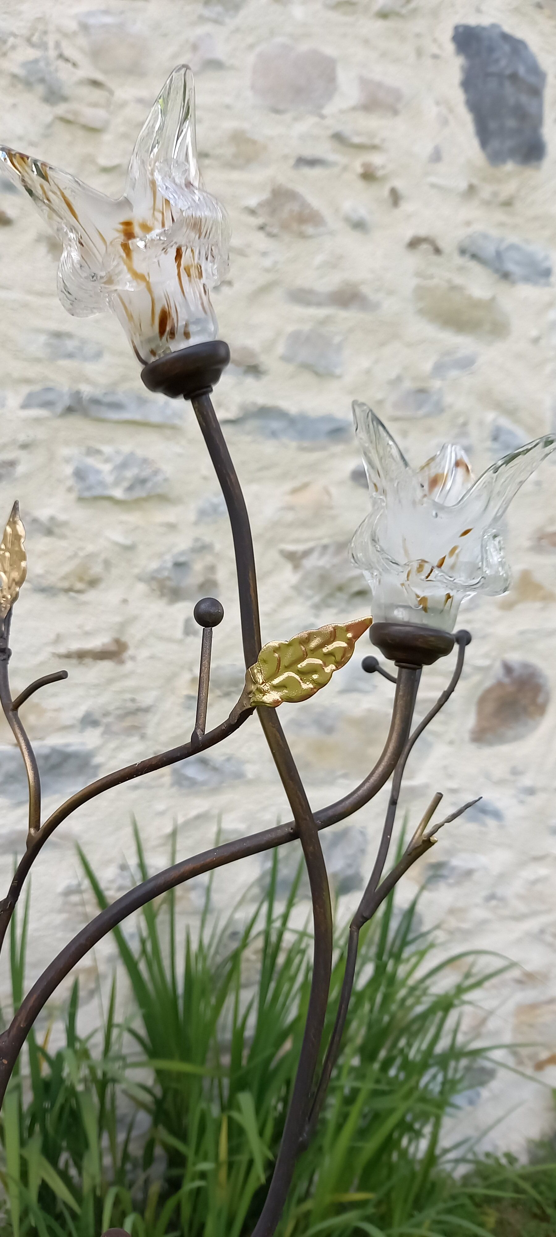 Wrought iron floor lamp and glass paste lampshade