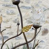 Wrought iron floor lamp and glass paste lampshade