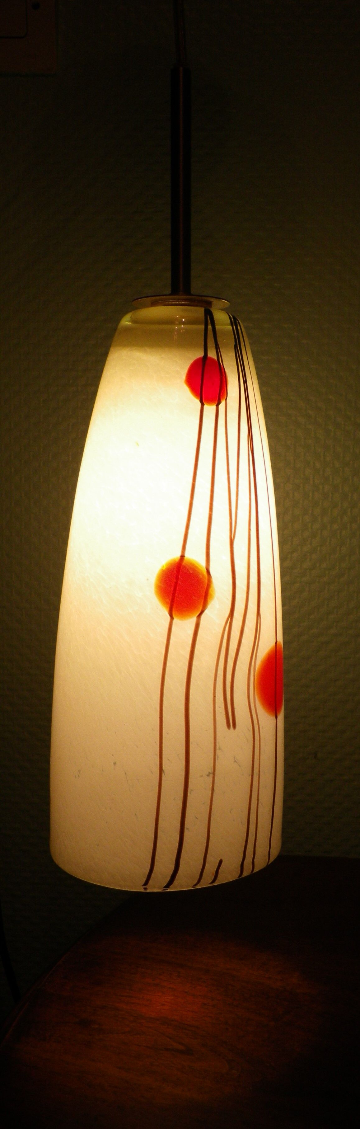 Art deco pendant lamp from the 70s, opaline, chrome metal
