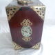 Mother-of-pearl wood jewelry box & chinoiserie brass