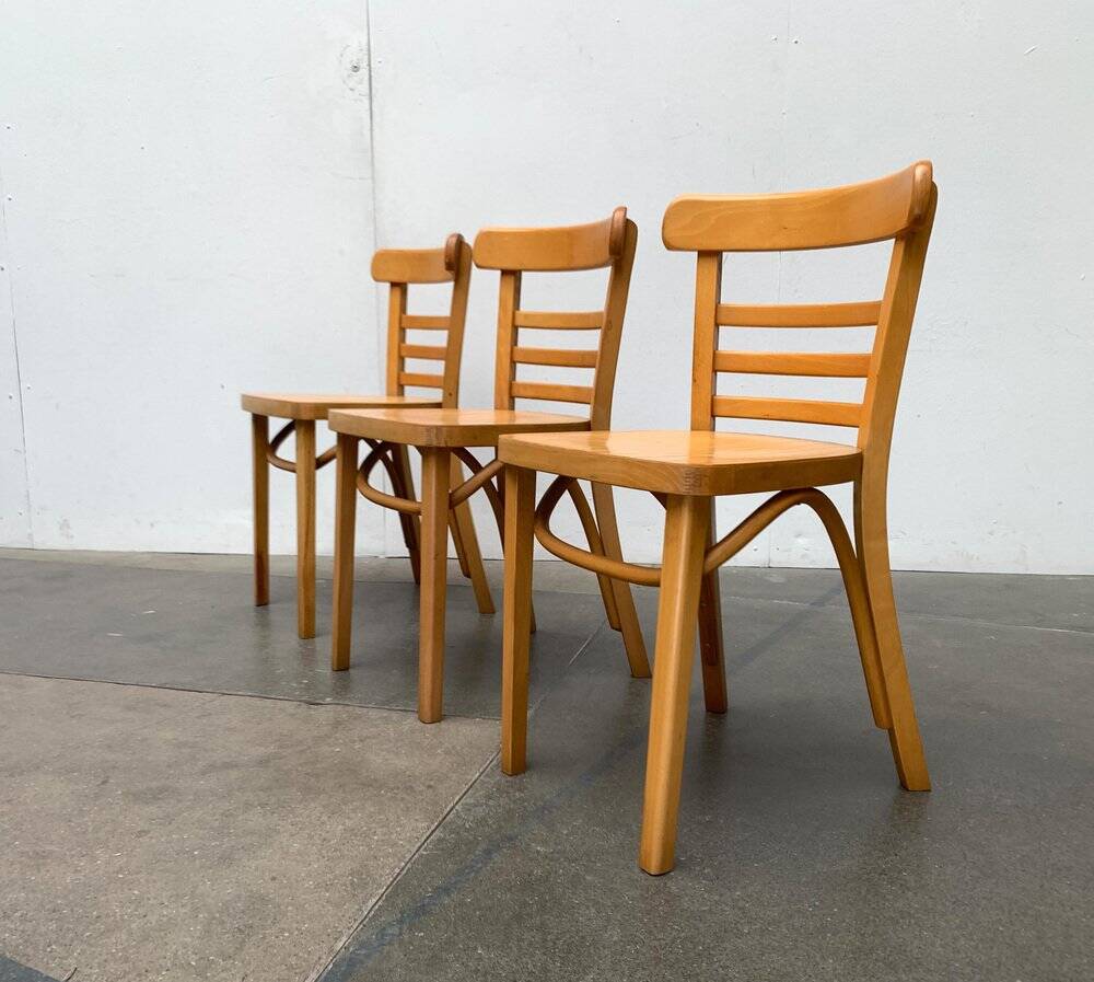 Mid-century German bentwood chairs by ZPM Radomsko for Mobilair, 1950s, set of 3.