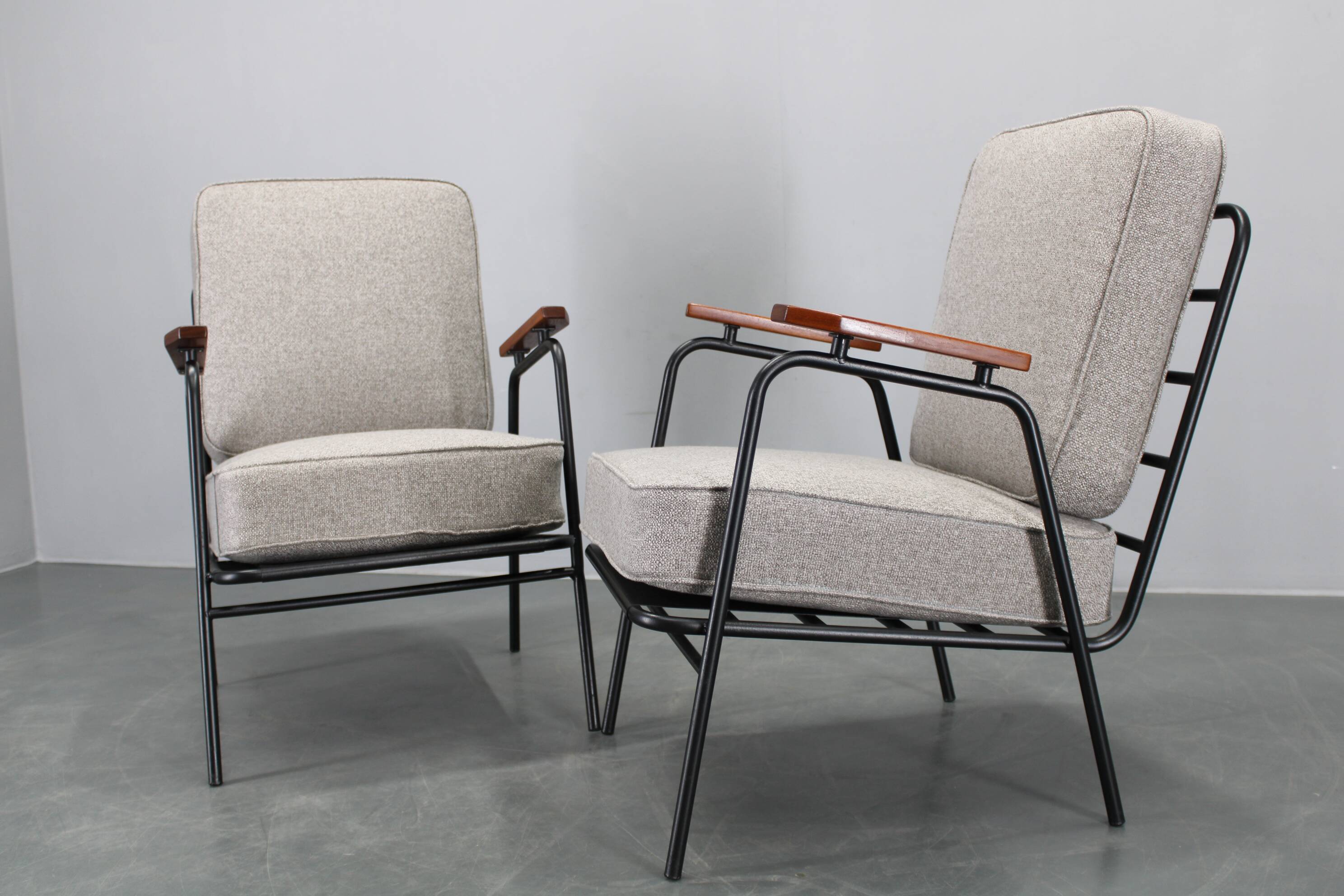 1950s pair of rare restored armchairs by RAWI, Netherlands