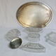 Dish to hors d'oeuvres crystal and silver marked monogram, number