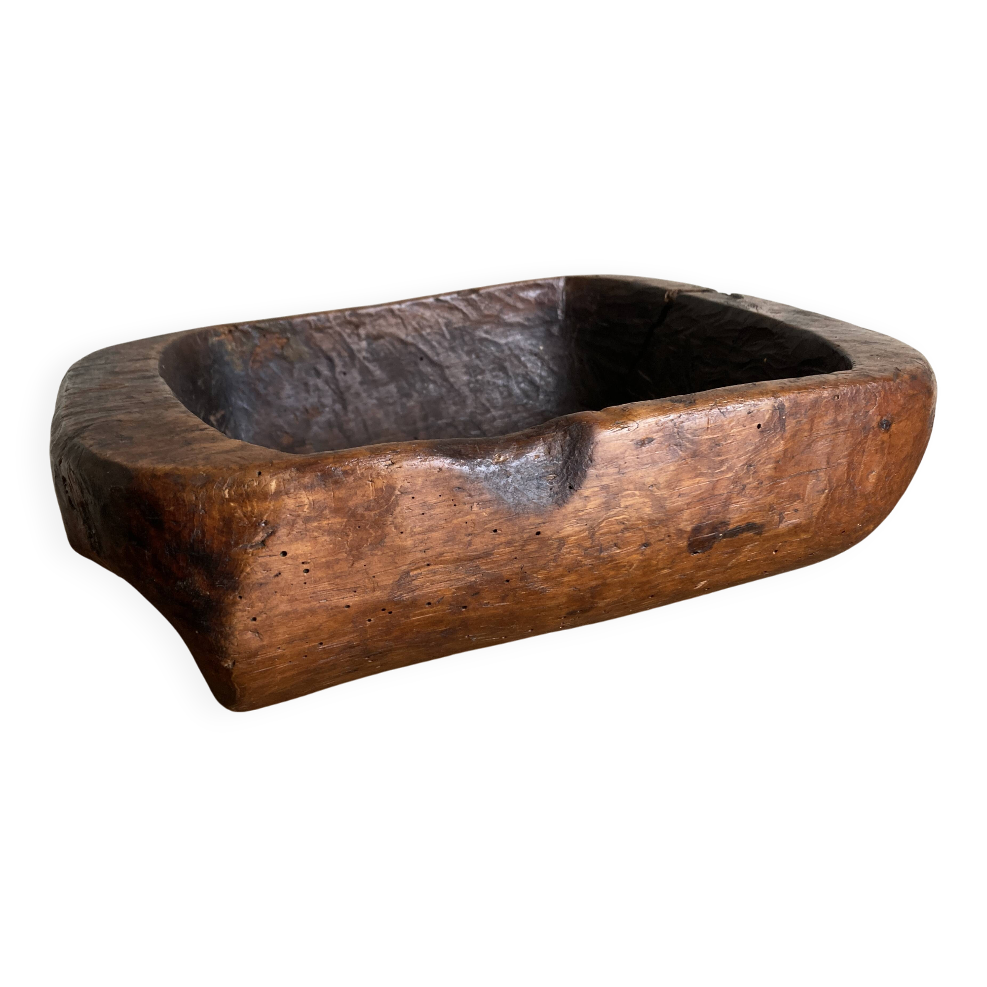 XXL monoxyl cup, mountain folk art with ears, 19th century