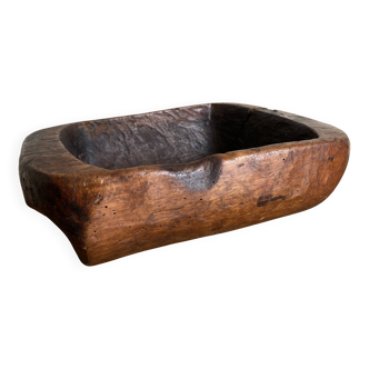 XXL monoxyl cup, mountain folk art with ears, 19th century