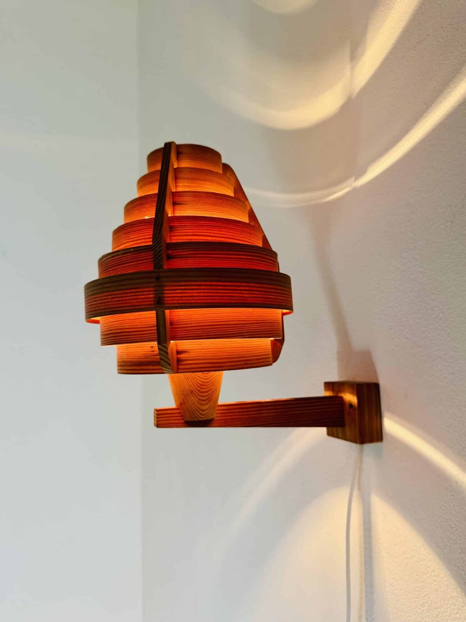 Mounted Pine Veneer Conical Wall Lamp By Hans-Agne Jakobsson For Markaryd, Sweden 1960S
