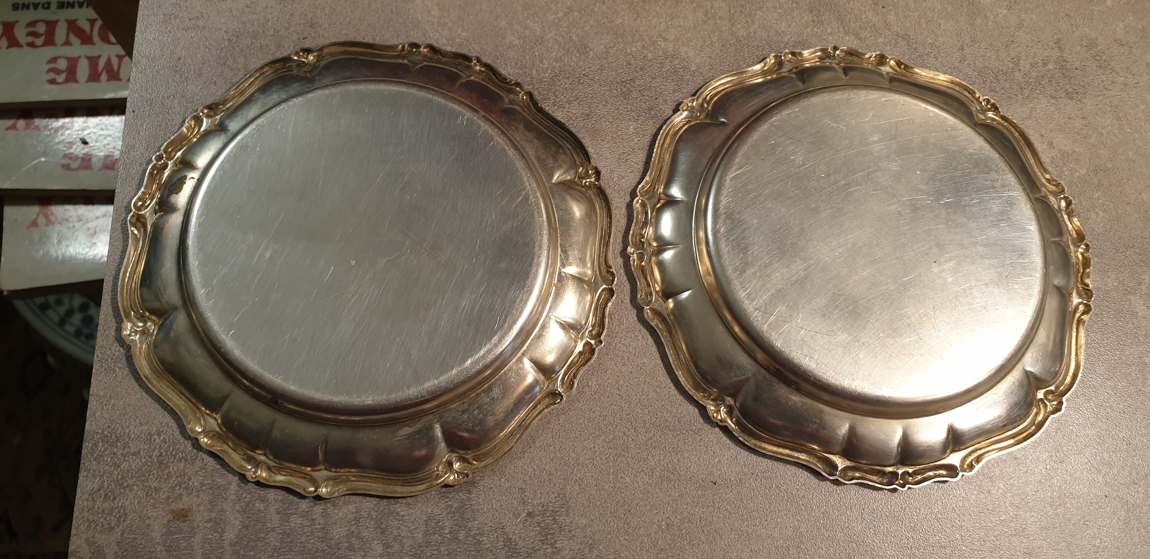 4 carved silver metal coasters