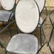 6 black and grey velvet medallion dining chairs with armrests