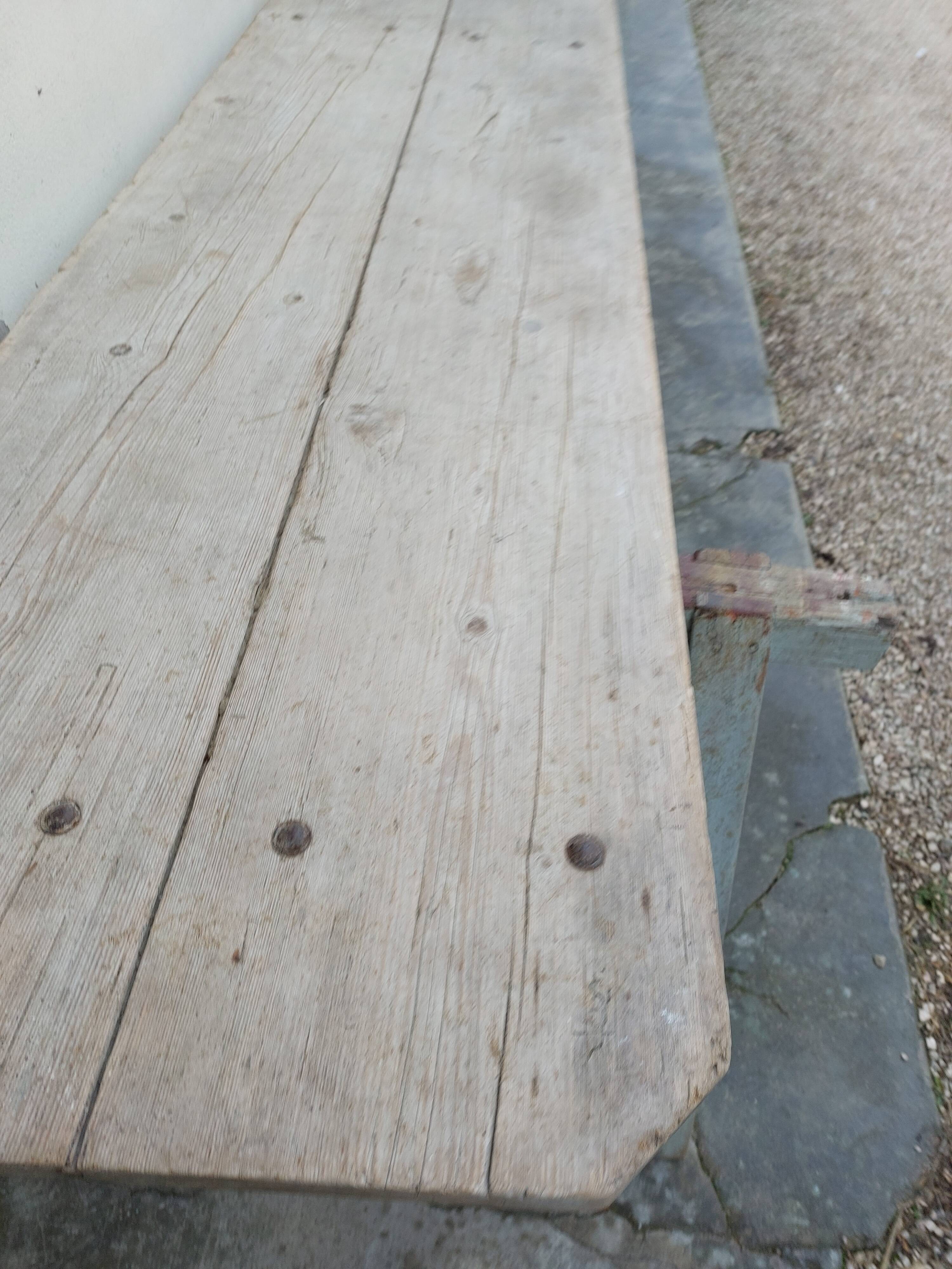 Workshop table in old wood 1950 -3m50