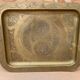 Antique Oriental Serving Tray Brass Chiseled Decor Vintage Kitchen