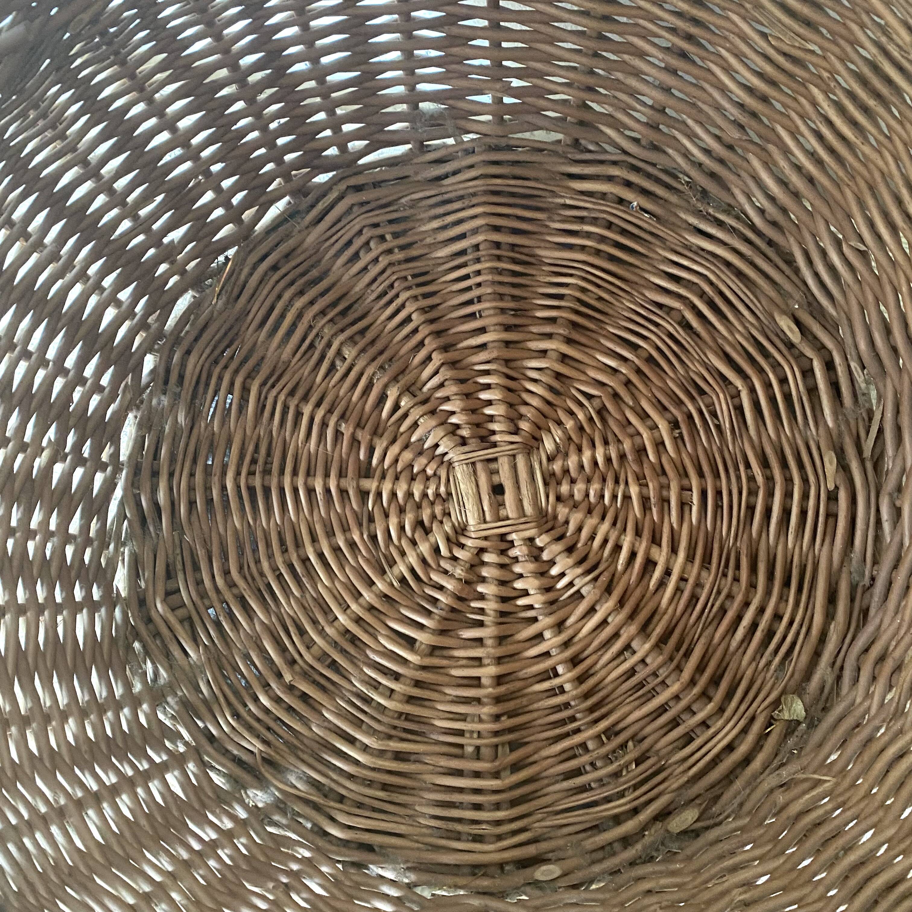 Rattan storage pouf 60s -70s