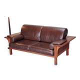 Wood and leather sofa