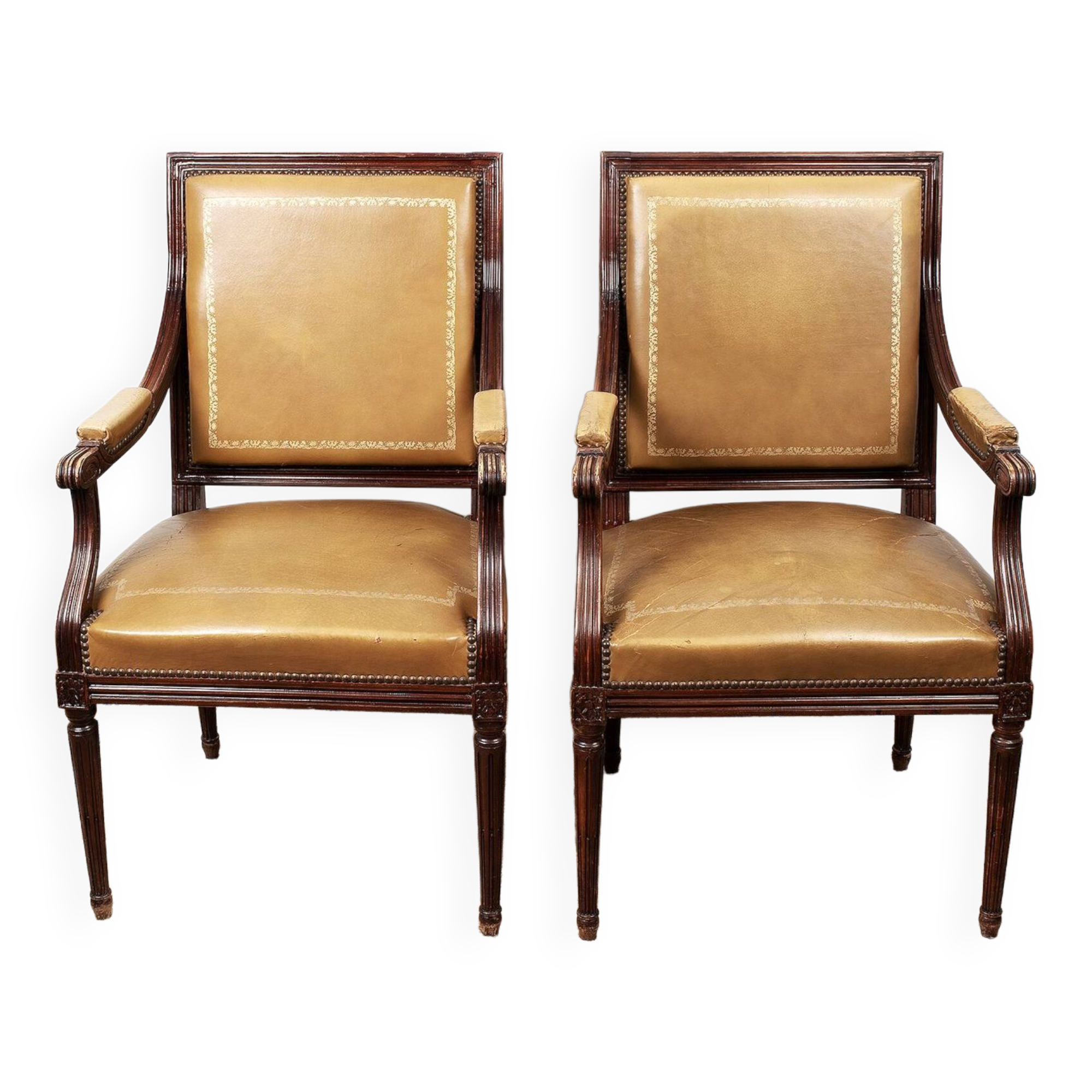 Pair of Louis XVI office armchairs