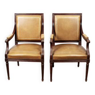 Paire de fauteuils de bureau Louis XVI