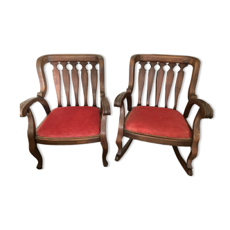 Two Quebec antique armchairs