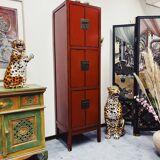Red Chinese cabinet with three doors